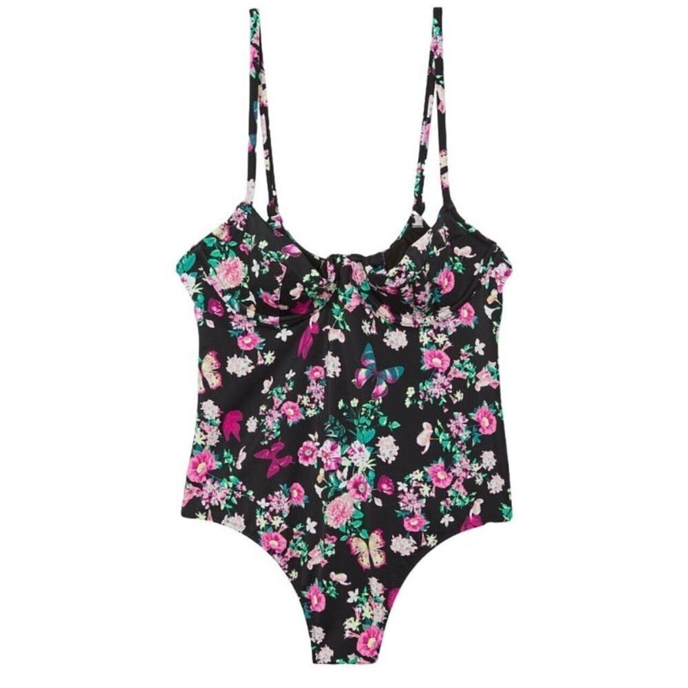 Victoria's Secret Black Floral Swimsuit - Picture 2 of 7